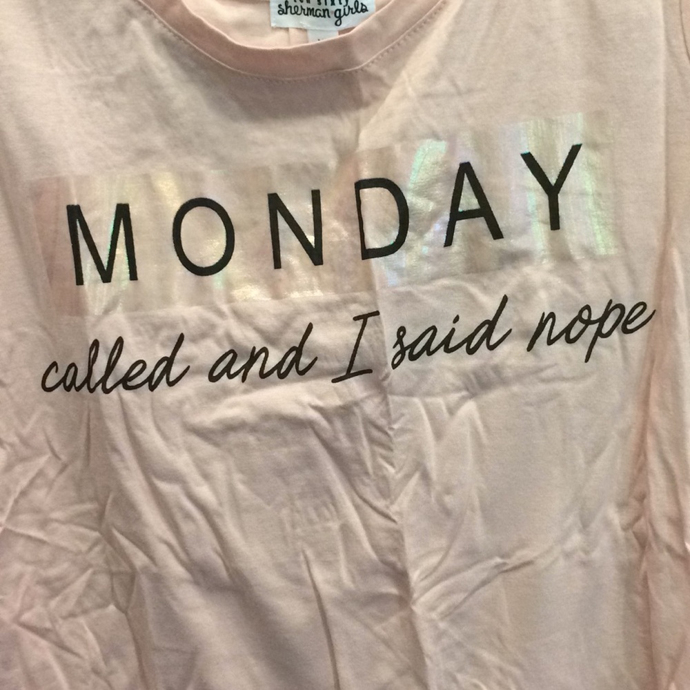 Ten Sixty Sherman “Monday Called and I Said Nope” Cold Shoulder Tee Girls XL - Picture 6 of 8